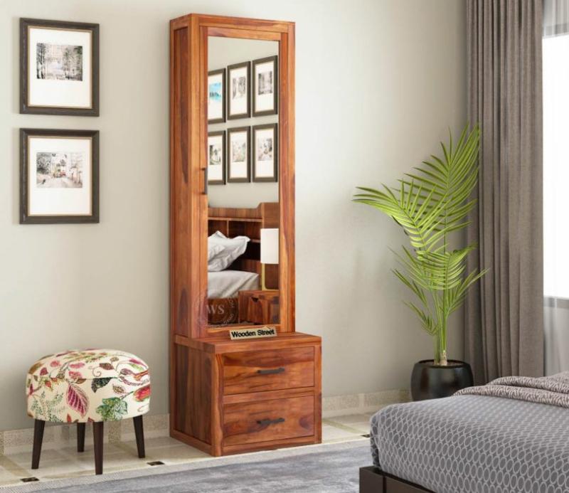 Aberdeen Sheesham Wood Dressing Table With Storage And Drawers (Honey Finish) Bedroom Storage