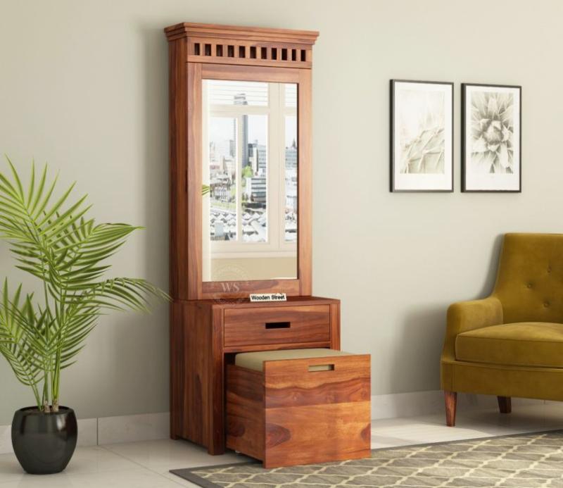 Adolph Dressing Table With Storage Stool (Honey Finish) Bedroom Storage