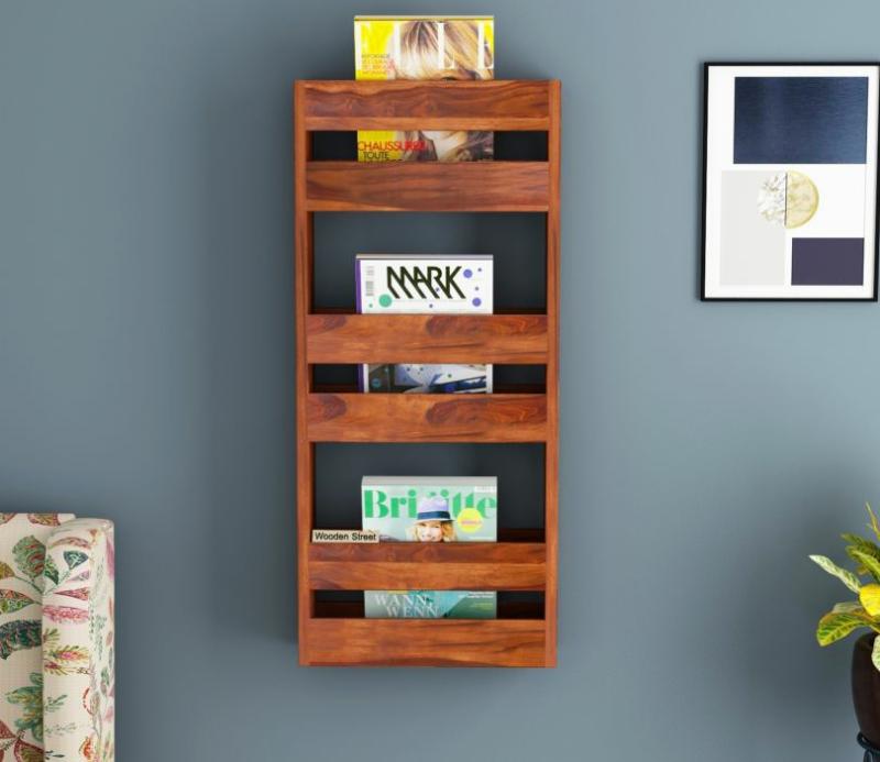 Alnus Magazine Rack (Honey Finish) Living Storage