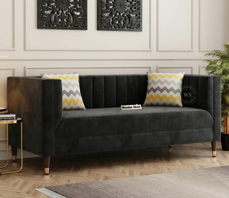 Amaya 3 Seater Sofa (Velvet, Graphite Grey) Office Furniture