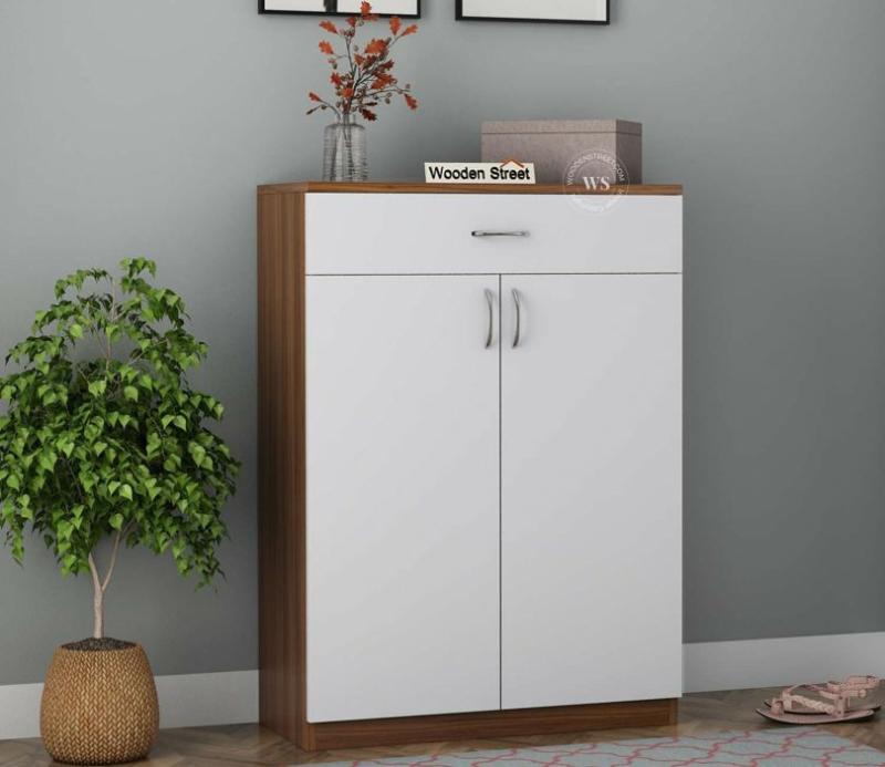 Arden Engineered Wood Shoe Storage Cabinet (Exotic Teak-Frosty White Finish) Living Storage