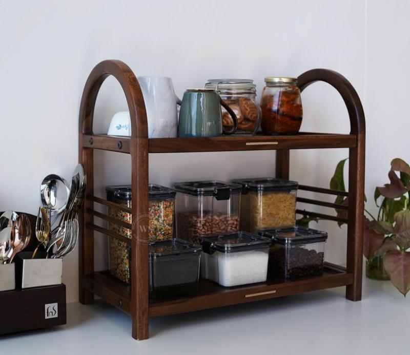 Arika Solid Wood Kitchen Rack (Teak Finish) Kitchen Racks