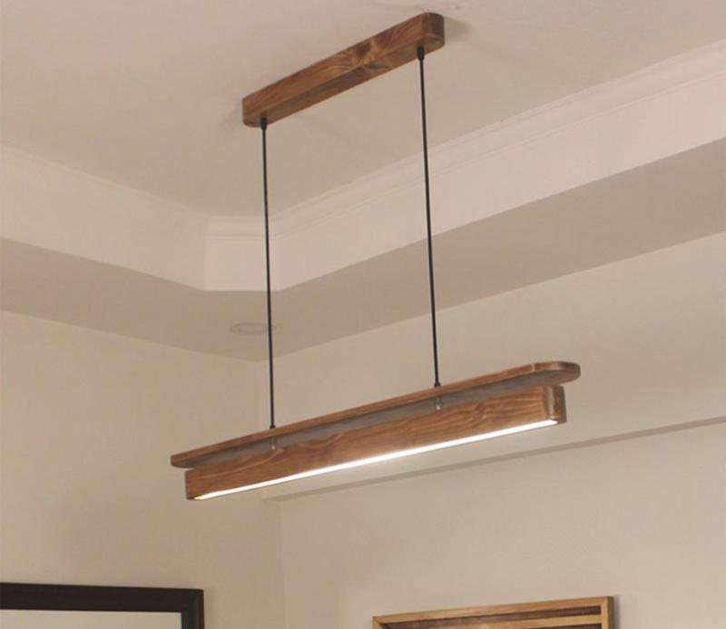 Art Deco Brown Wooden Led Hanging Lamp Kitchen Lights