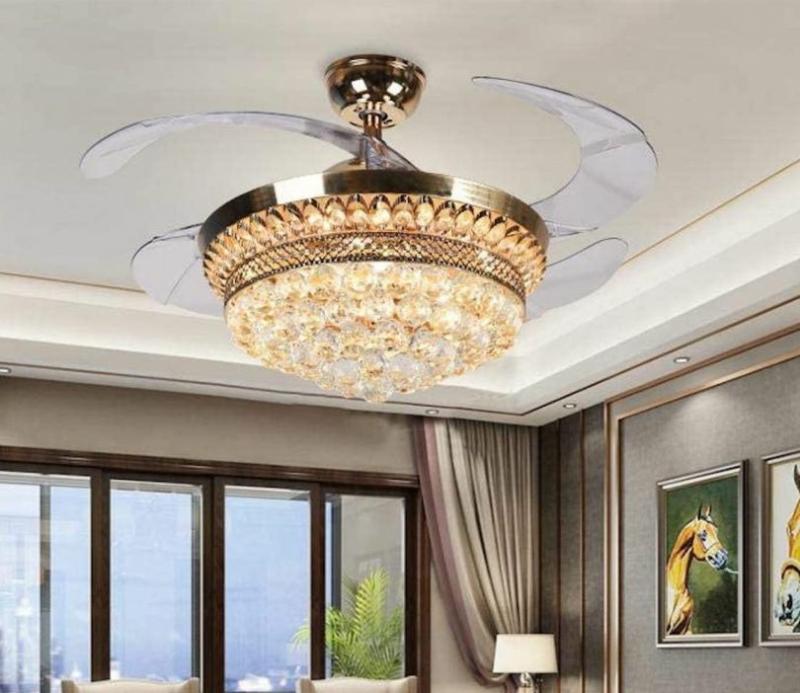 Auric Chandelier Fan With Three Colour Changing Lights Ceiling Lights