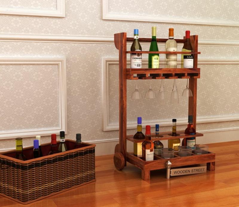 Bestro Bar Trolley (Teak Finish) Bar Furniture