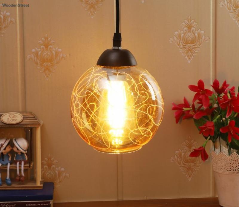 Black Glass Metal Golden Brown Hanging Lights Ceiling Lights