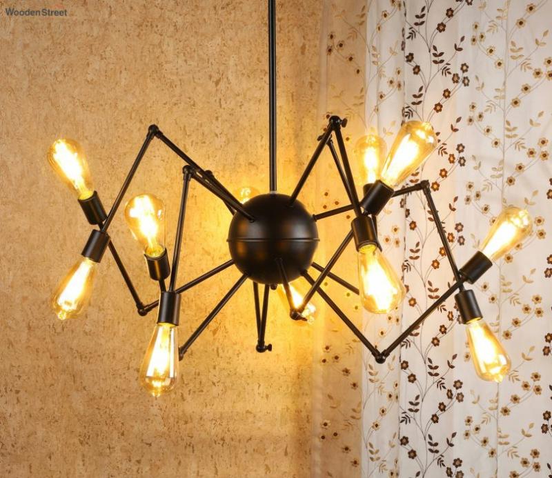 Black Iron Rod Chandelier Ceiling Lights