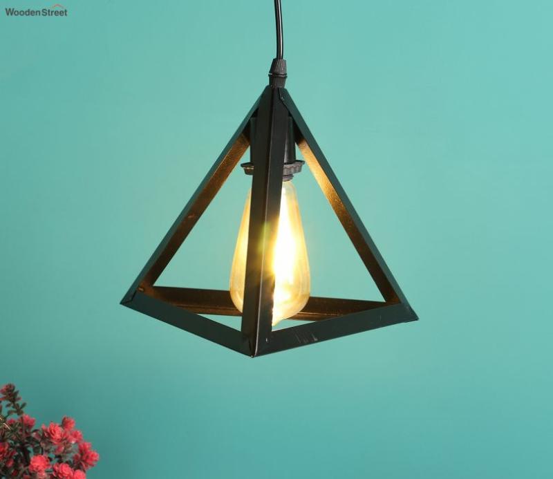 Black Metal Triangular Single Hanging Light Ceiling Lights