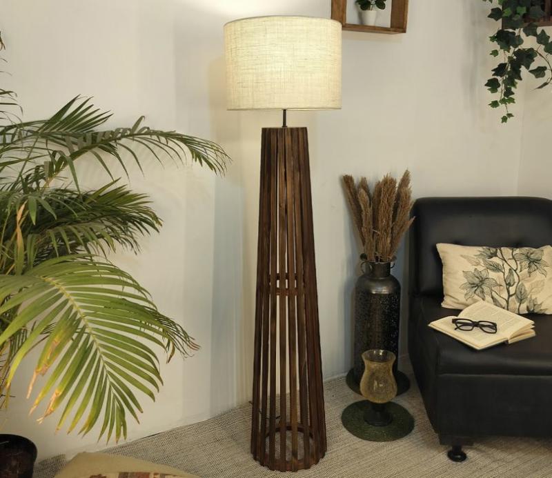 Boho Brown Wooden Floor Lamp Lamps & Lighting