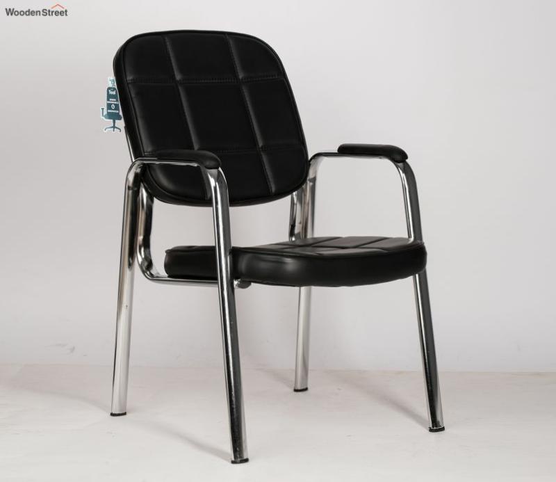 Brio Black Pu Chrome Plated Visitor Chair – Set Of 2 Seating