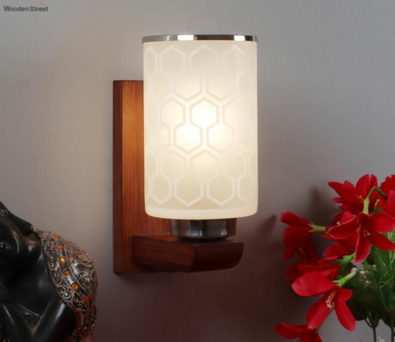 Brown And White Round Glass Wall Light Gate Lights