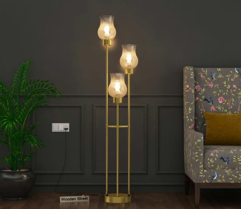 Caltrop Gold Electroplated Ss Cluster Floor Lamp Bedroom Lights