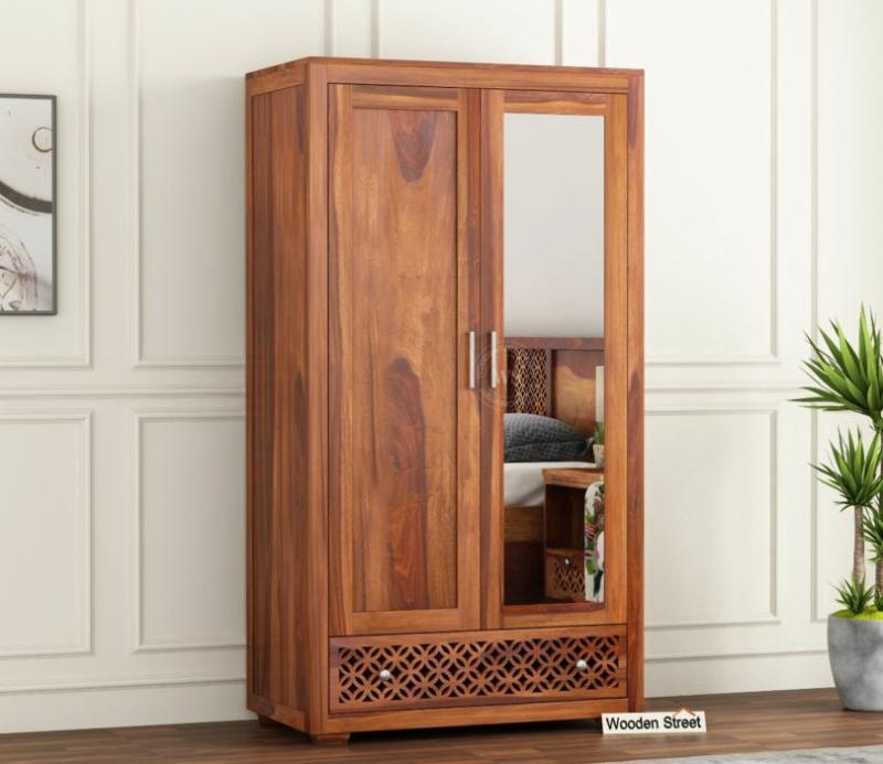 Cambrey 2 Door Wardrobe With Mirror (Honey Finish) Storage