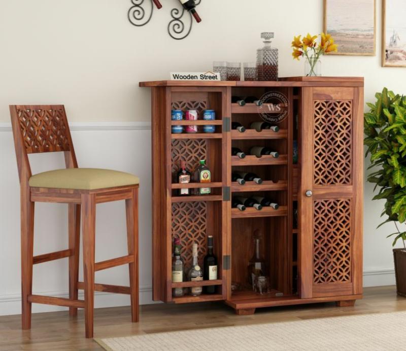 Cambrey Bar Cabinet (Honey Finish) Bar Cabinets