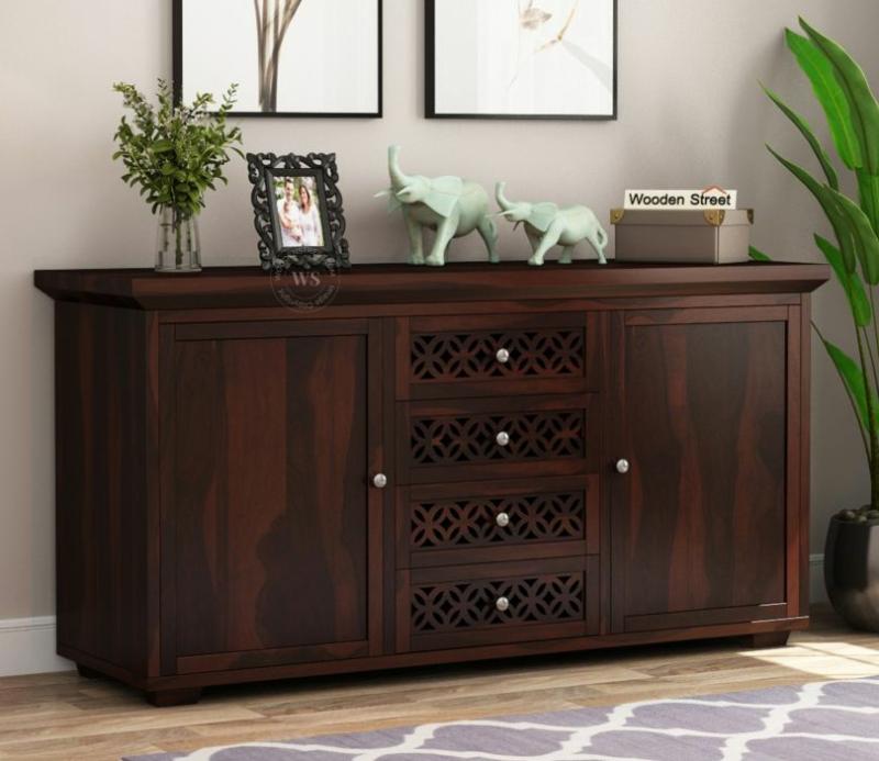 Cambrey Sheesham Wood Storage Cabinets And Sideboard (Walnut Finish) Cabinets & Sideboards