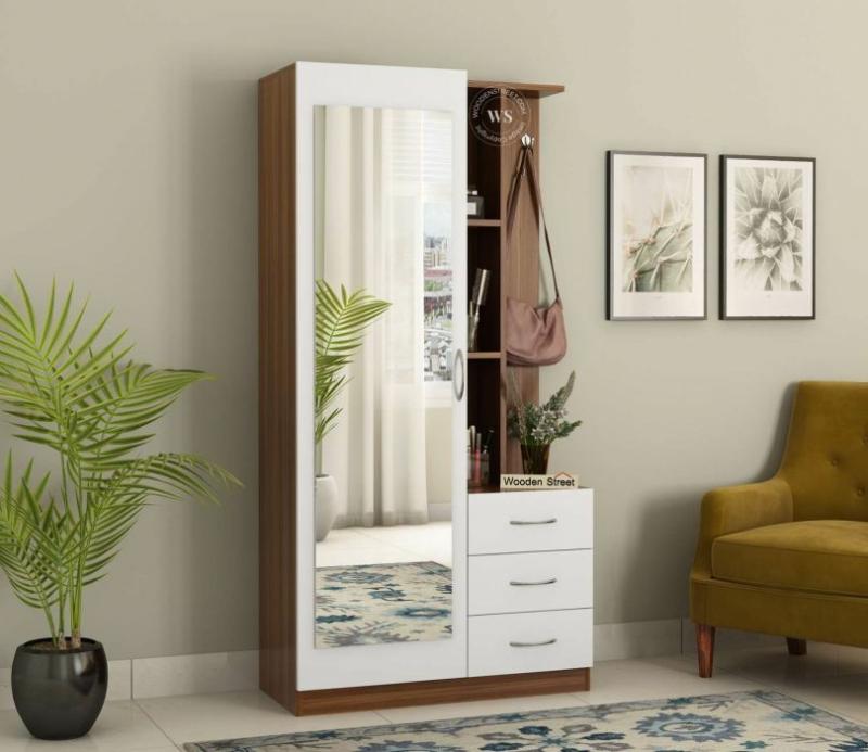 Cara Dressing Table (Exotic Teak-Frosty White Finish) Bedroom Storage