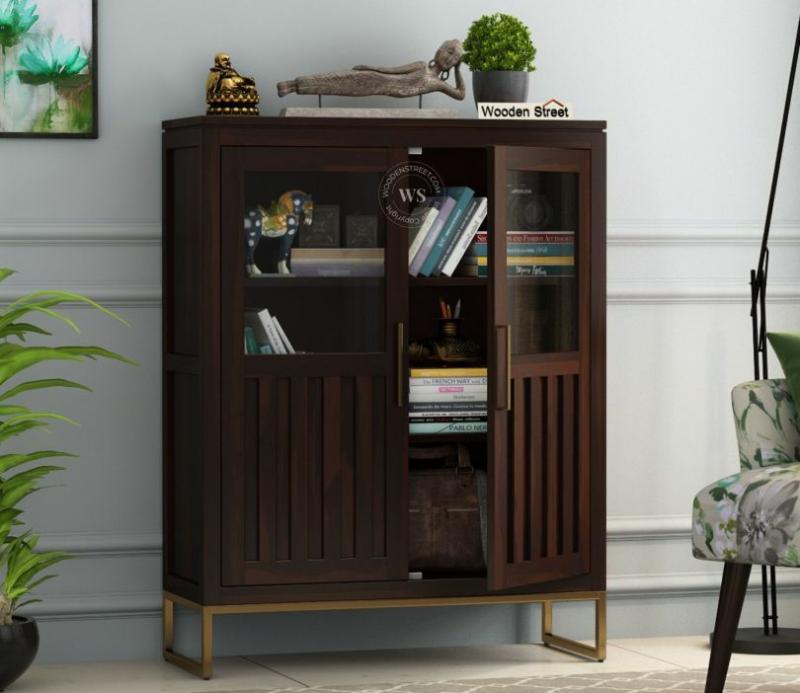 Carbo Bookshelf With Metal Legs (Walnut Finish) Office Cabinets