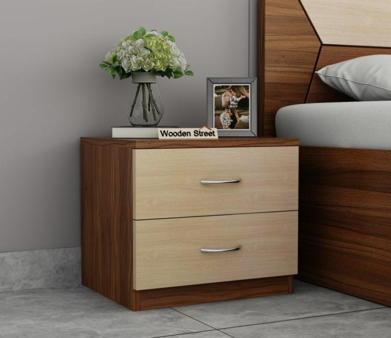 Carmen Bedside Table (Exotic Teak – Ice Beech Finish) Bedroom Storage