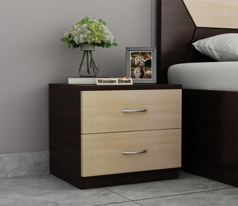 Carmen Bedside Table (Flowery Wenge – Ice Beech Finish) Bedroom Storage