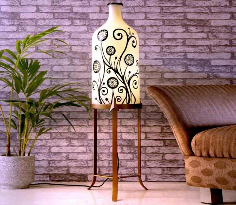 Contemporary Art White Glass Shade With Metal Base Floor Lamp Decorative Lights