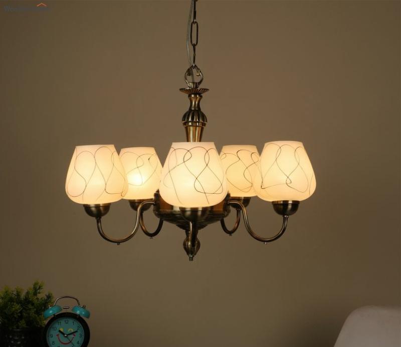 Convenient Antique Brass Aluminium Chandeliers Lights Without Bulb Lamps & Lighting