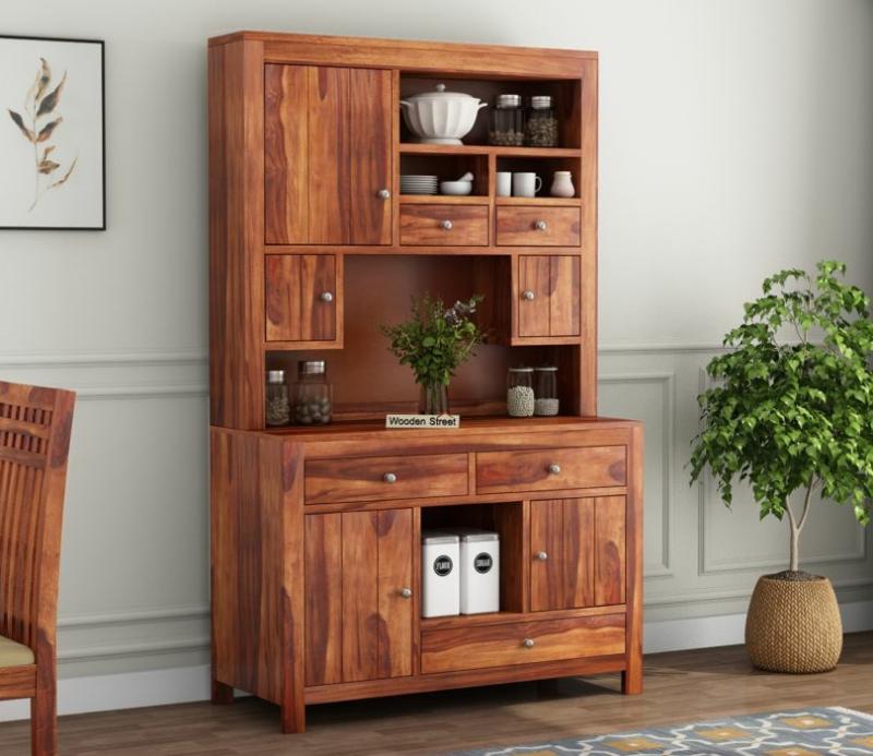 Crestor Kitchen Cabinet (Honey Finish) Hutch Cabinets