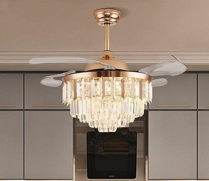 Crown Chandelier Fan With Three Colour Changing Lights Ceiling Lights