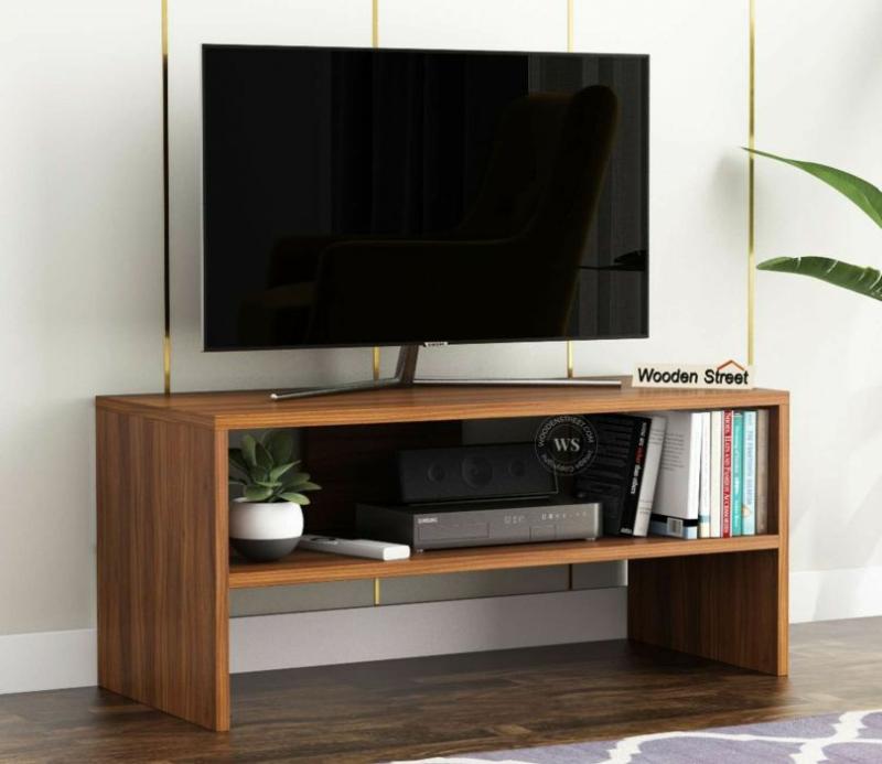 Deft Engineered Wood Tv Unit With Open Storage (Exotic Teak Finish) Living Storage