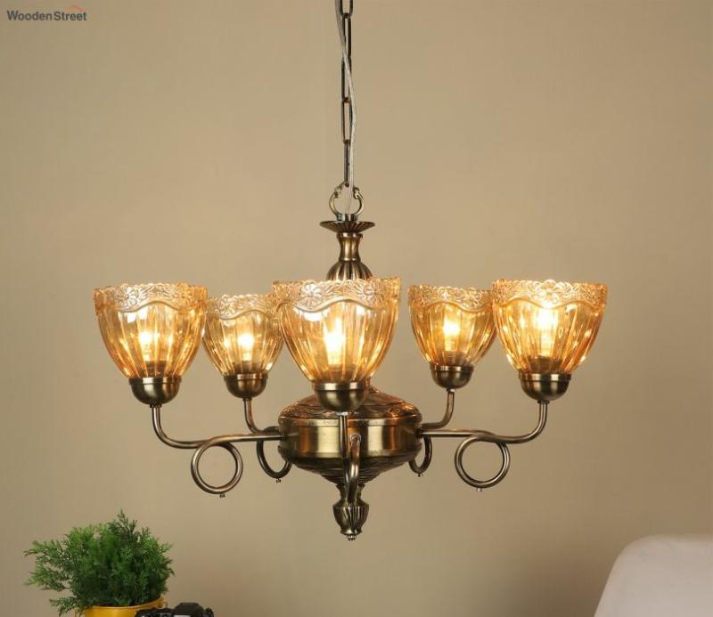 Designer Antique Brass Aluminium Chandeliers Lights Without Bulb Ceiling Lights