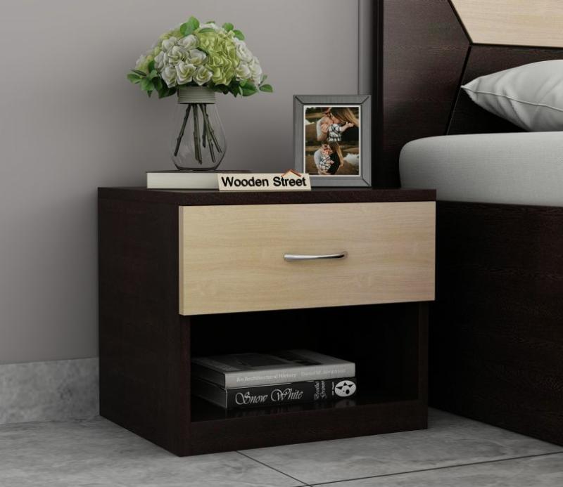 Drewno Bedside Table (Flowery Wenge Finish) Bedroom Storage