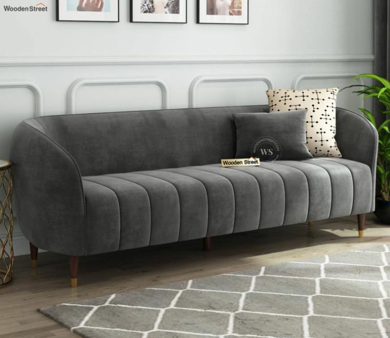 Eldric 3 Seater Sofa (Velvet, Graphite Grey) Office Furniture