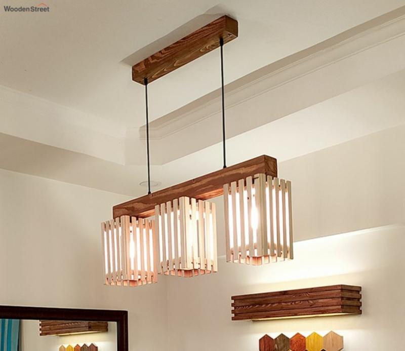 Elegant Beige And Brown Wooden Series Hanging Light Kitchen Lights