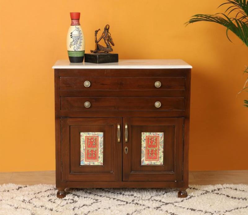 Fema Sideboard In Teakwood With Walnut Finish Office Cabinets