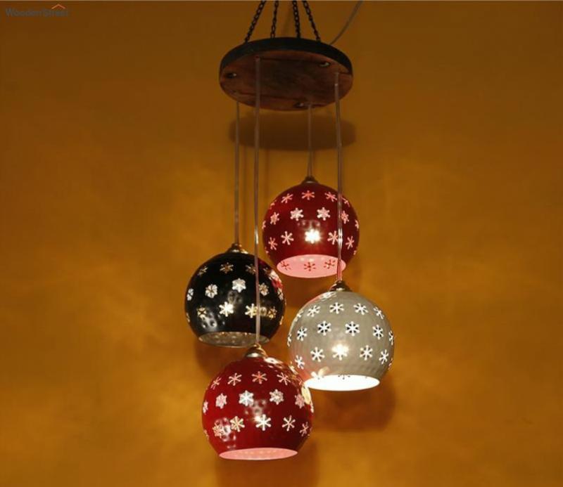 Four Shades Dome Shaped Metal Hanging Lamps Ceiling Lights