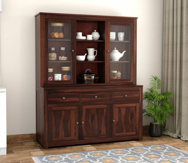 Galla Kitchen Cabinet (Walnut Finish) Hutch Cabinets