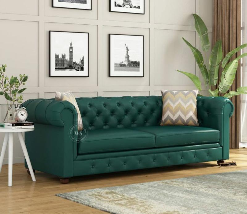 Henry 3 Seater Sofa (Leatherette, Leaf) Office Furniture