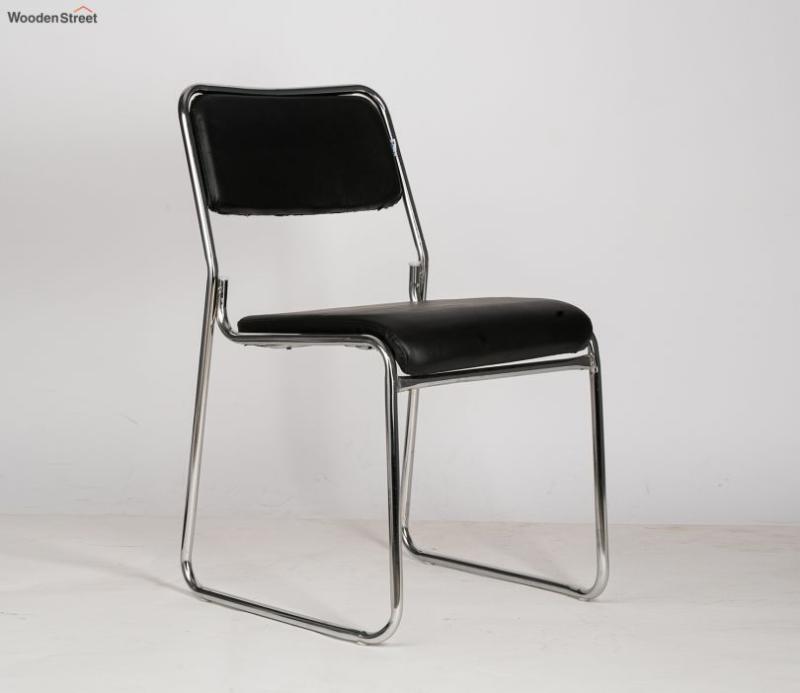 Ignis Set Of 2 Black Pu Chrome Plated Visitor Chair Seating