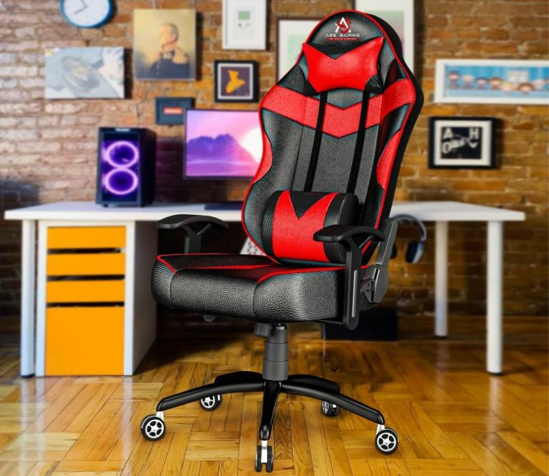 Infinity Series Leatherette Ergonomic Gaming Chair 180 Degree Recline With Metal Base (Red) Gaming Chairs