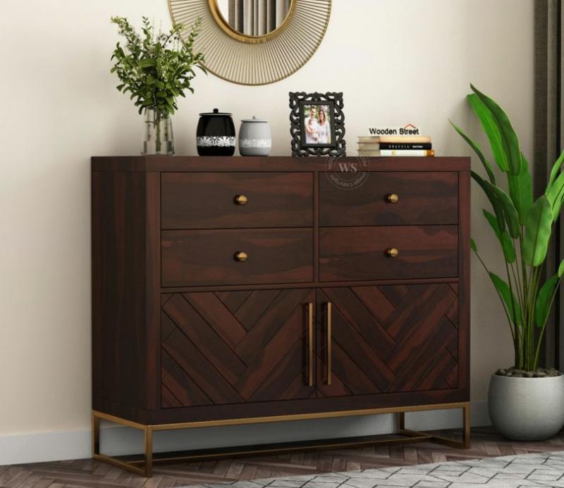 Jett 4-Drawer Wooden Chest Of Drawers (Walnut Finish) Bedroom Storage