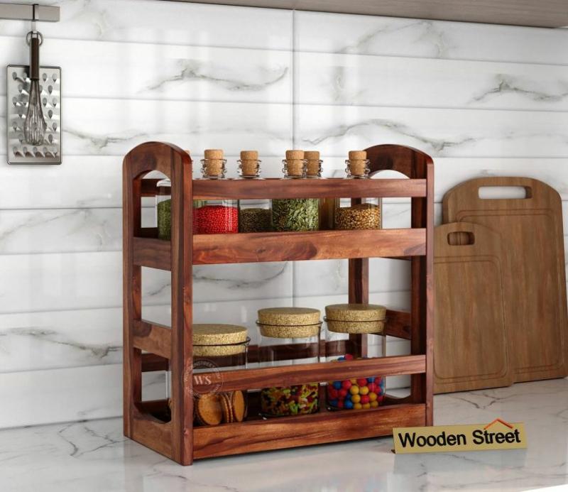 Kian Sheesham Wood Kitchen Rack (Honey Finish) Kitchen Racks