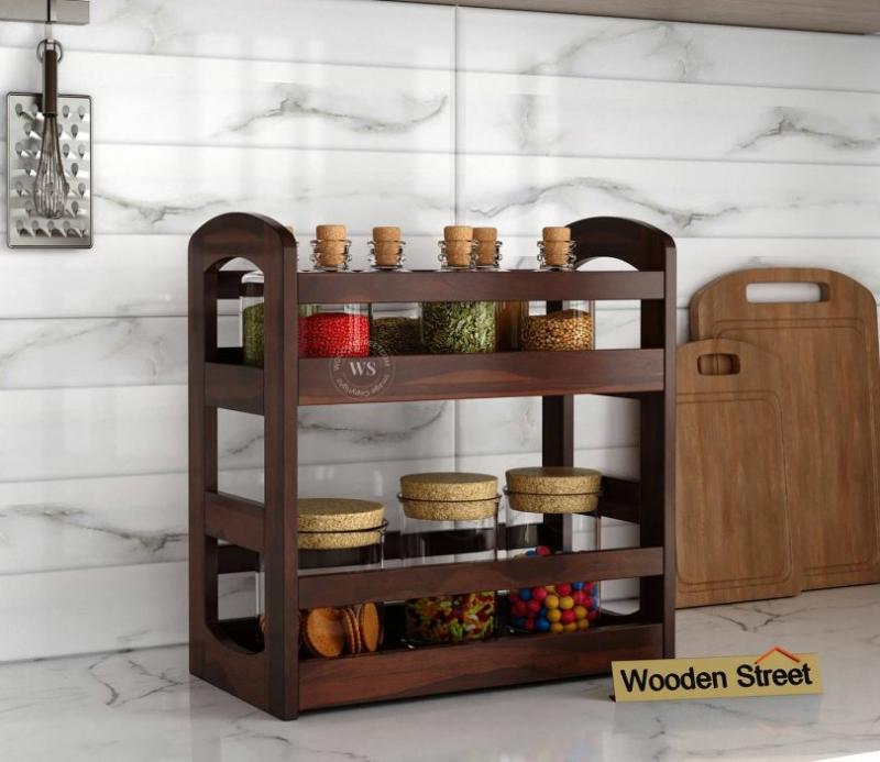 Kian Sheesham Wood Kitchen Rack (Walnut Finish) Kitchen Racks