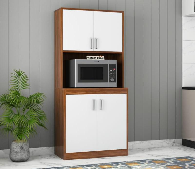 Maris Kitchen Cabinet (Exotic Teak-Frosty White Finish) Kitchen Cabinets