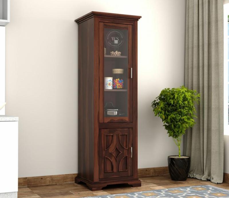 Martin Single Door Crockery Unit (Walnut Finish) Crockery Unit