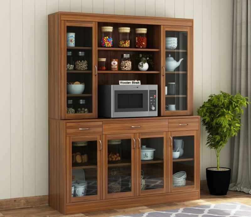 Marty Kitchen Cabinet (Exotic Teak Finish) Hutch Cabinets