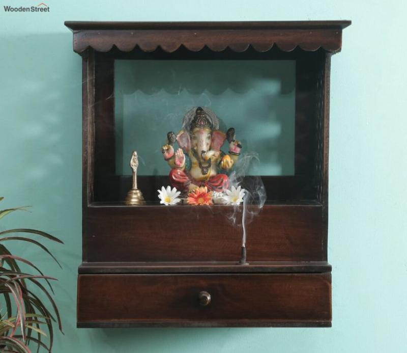 Mdf And Sheesham Wood Temple For Pooja (Brown) Home Temples