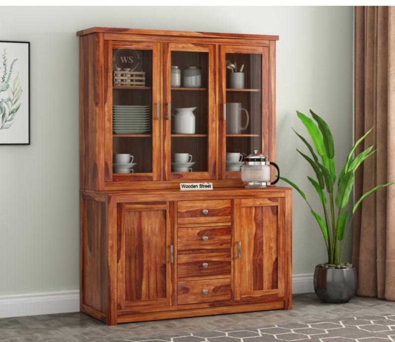 Monarch Kitchen Cabinet (Honey Finish) Crockery Unit