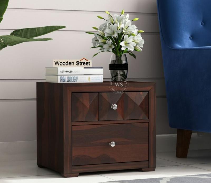 Morse Bedside Table (Walnut Finish) Bedroom Storage