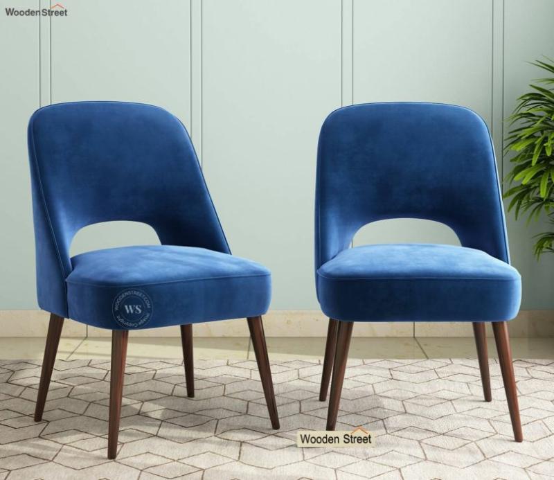 Mozza Dining Chairs – Set Of 2 (Walnut Indigo Blue) Study & Office