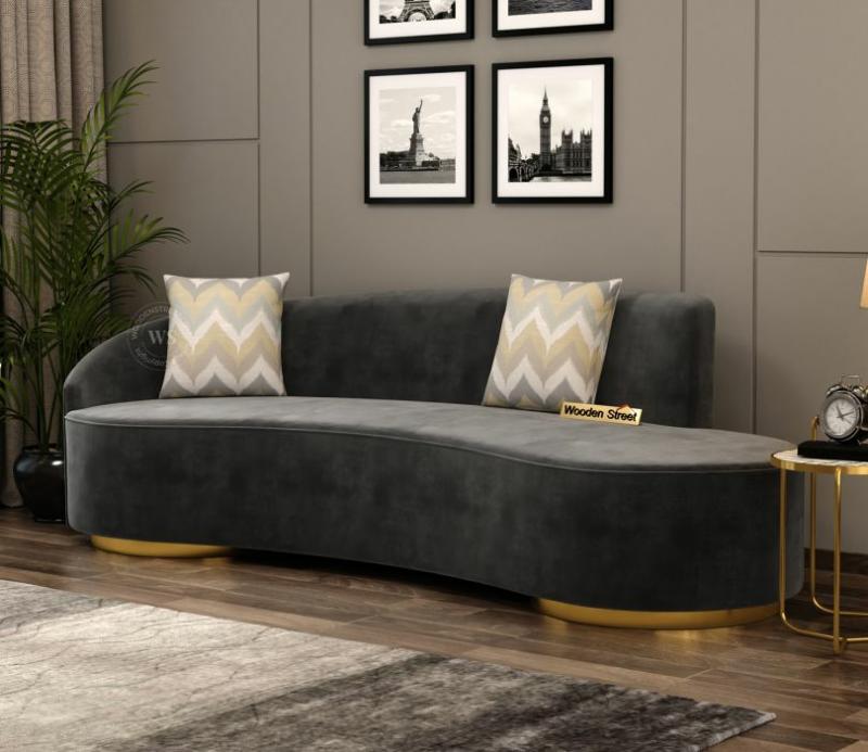 Osbert 3 Seater Curved Sofa (Velvet, Graphite Grey) Office Furniture