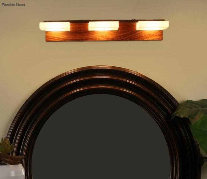 Pallid Wooden Iron Picture Light Bathroom Lights